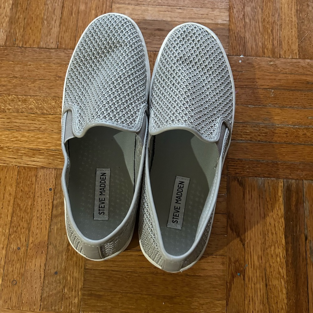Steve Madden Light Gray Mesh Slip-On Loafers